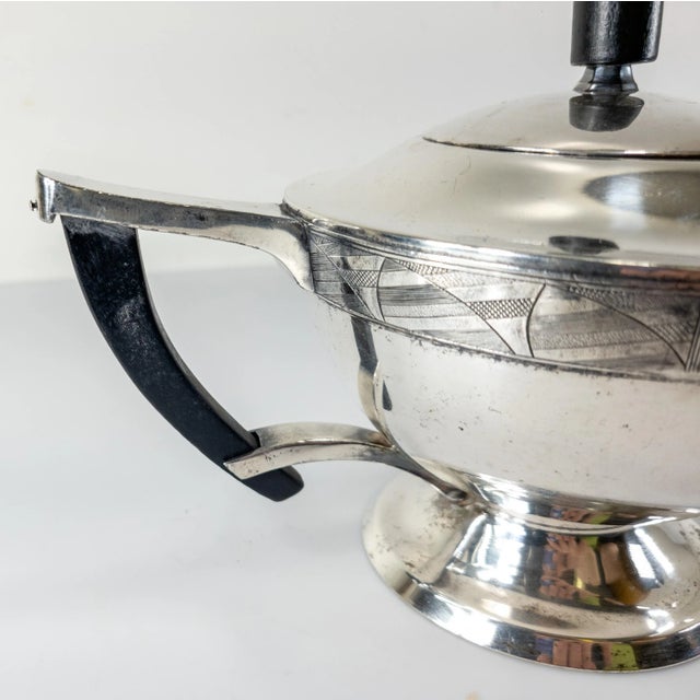 1920's Art Deco Silverplate Teapot by Albert Frederic Saunders for Benedict Modernistic Line For Sale - Image 10 of 13