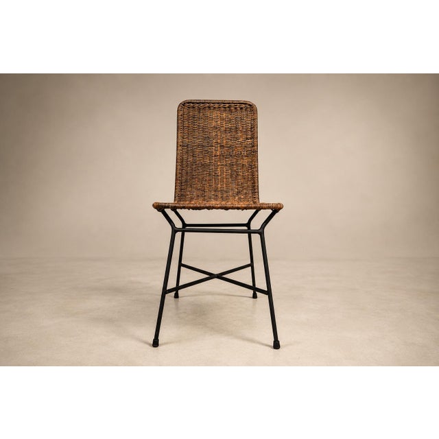 Mid-Century Modern Brazilian Modern Pair of Chairs in Iron & Wicker by Carlo Hauner, Brazil, 1950s For Sale - Image 3 of 18