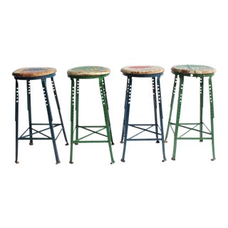 Vintage Folk Art Advertising Pepsi & 7up Stools - Set of 4 For Sale