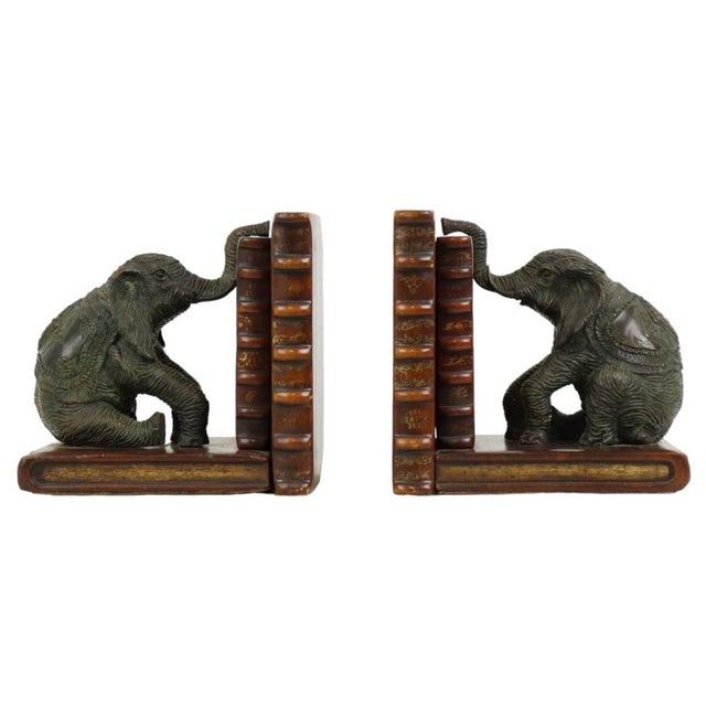 Elephant Bookends in Patinated Bronze, Set of 2 For Sale - Image 14 of 14