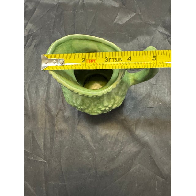 Ceramic Vintage Mid Century Modern Camark Pottery Sage Green Ornate Pitcher 6" For Sale - Image 7 of 10