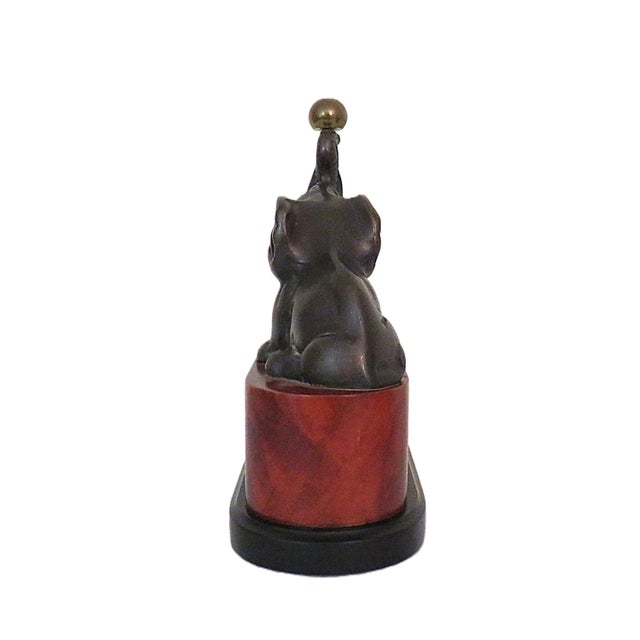 Mid-Century Modern Pair of Patinated Bronze Elephant With Trunk Up Bookends For Sale - Image 3 of 5
