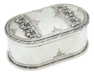 Elliptical Silver Soap Dish with Floral Reliefs