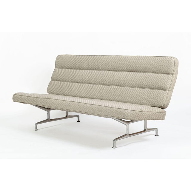 Tan Vintage Mid-Century Modern Eames Model 3473 Tan Sofa for Herman Miller, 1960s For Sale - Image 8 of 16