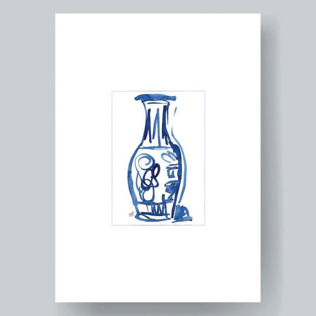 Contemporary "Blue and White Sleeve Vase #10" Contemporary Still Life For Sale - Image 3 of 7