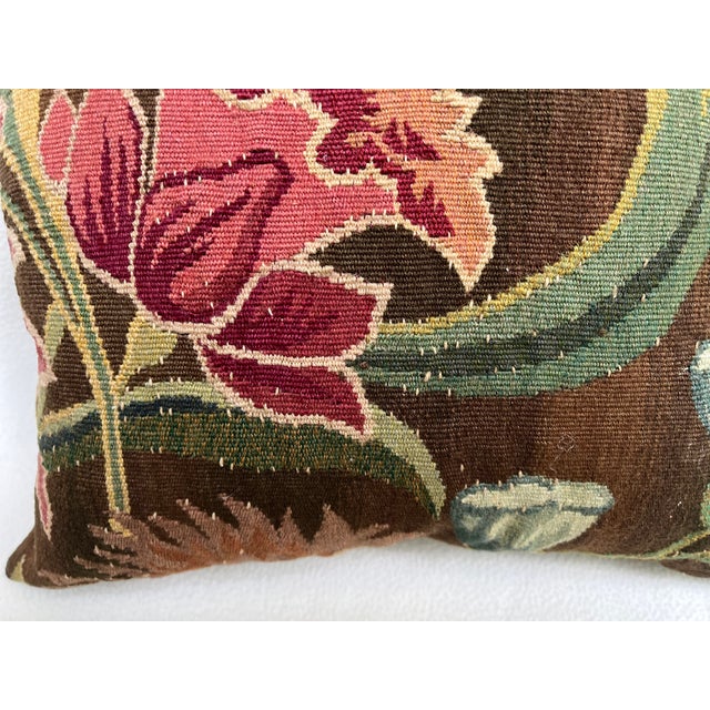 Pillow Upholstered With 19th Century Tapestry For Sale In Los Angeles - Image 6 of 7