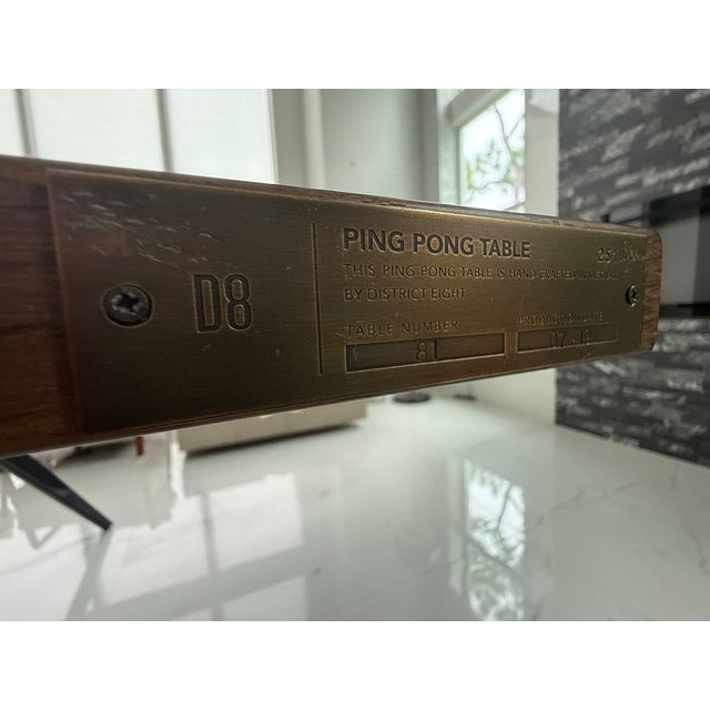 District Eight Artisanal Ping Pong Table, Smoked Oak With Cast Iron Base For Sale In West Palm - Image 6 of 10