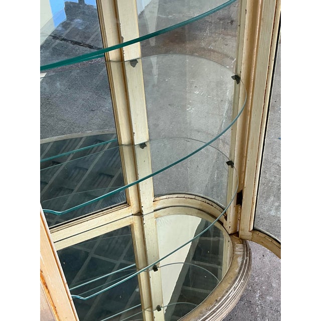 Wood Vintage Curved Glass Display Cabinet For Sale - Image 7 of 12