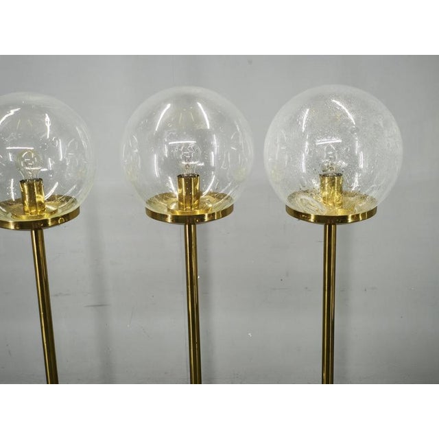 Space Age Brass and Bubble Glass Floor Lamps by Kamenický Šenov 1970s, Set of 4 For Sale - Image 14 of 16