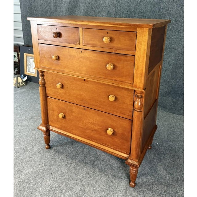 American 19th Century Solid Walnut Five Drawer Chest For Sale - Image 3 of 15