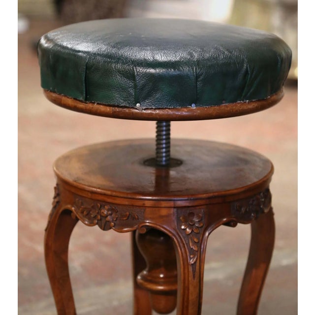 19th Century French Louis XV Walnut Adjustable Piano Stool For Sale - Image 10 of 12
