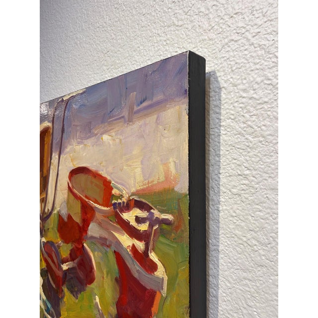 Contemporary Yard Relics by Ken Valastro | Oil Painting of vintage toys and strollers on grass For Sale - Image 3 of 4