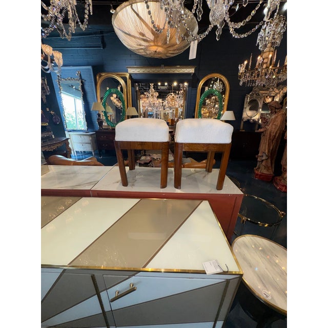 Mid 20th Century Pair of Italian Art Deco Stools For Sale - Image 5 of 6