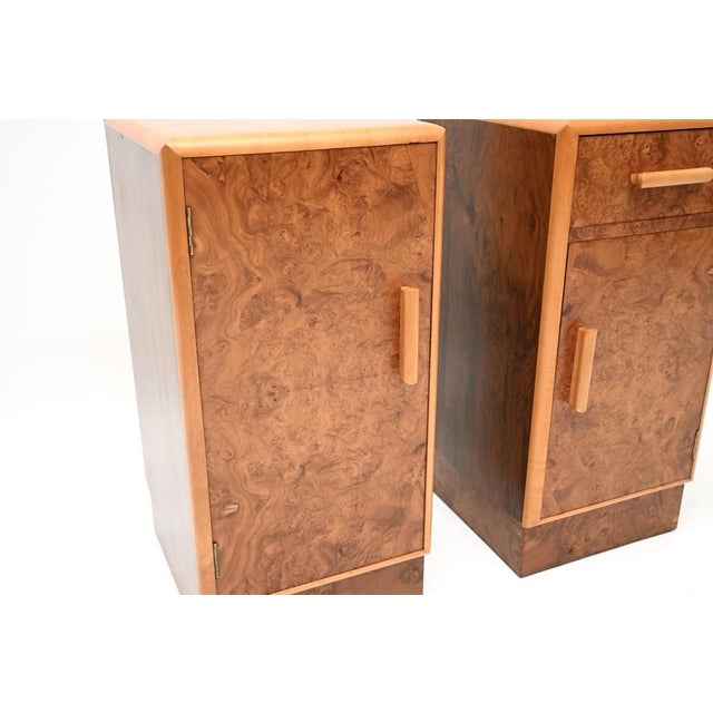 Brown Art Deco Burr Walnut Bedside Cabinets, 1930, Set of 2 For Sale - Image 8 of 11