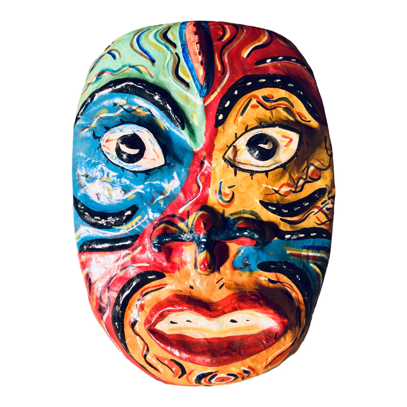 Vintage Colorful Cuban PapierMâché Mask Chairish