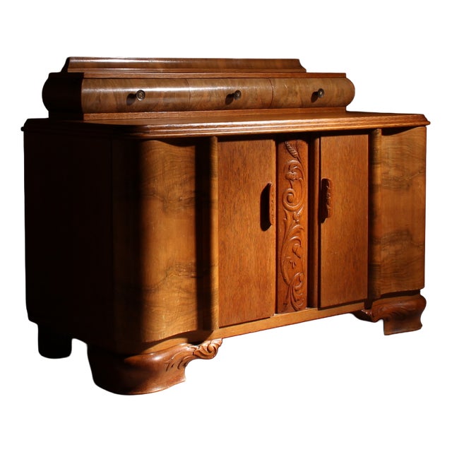 Art Deco Superstructure Sideboard in Oak and Walnut, Germany, 1920s For Sale