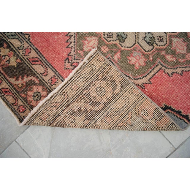 1970s Distressed Oushak Runner Rug Low Pile Faded Colors Pink Hallway Decor - 2'8″ X 12'7″ For Sale - Image 12 of 13