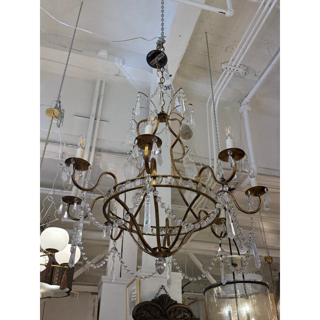 Traditional Brazilian Rock Crystal Chandelier, Mid 20th Century For Sale - Image 3 of 12