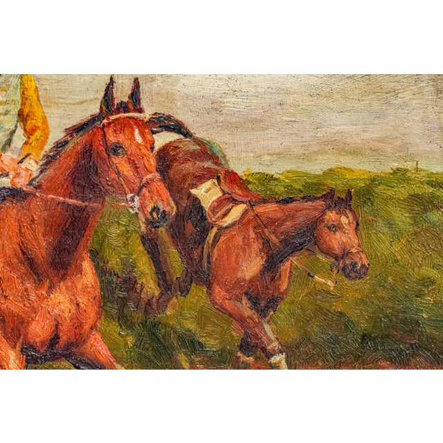 Stately English Antique Gold Framed Horse Racing Oil Painting Equestrian Art Country Home Wall Decor For Sale In New York - Image 6 of 15