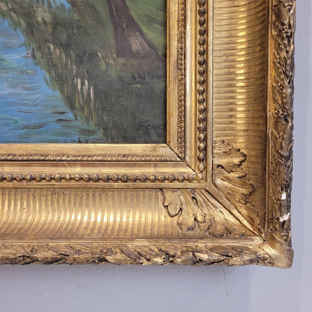 French School Artist, Impressionist River Landscape, Early 20th Century, Oil on Canvas For Sale - Image 15 of 18