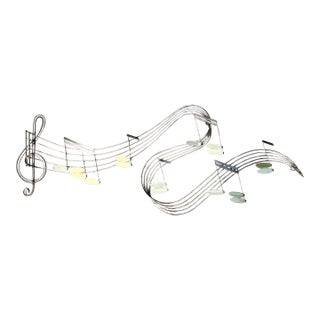 1990 Curtis Jeré Gold Tone Brass Massive Rhapsody Music Notes Wall Sculpture For Sale