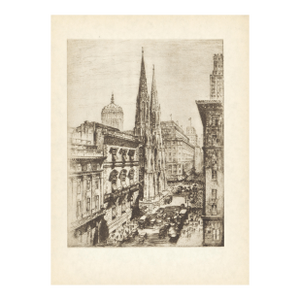 "Fifth Avenue and St. Patrick's Cathedral" 1939 Etching by Anton Schutz