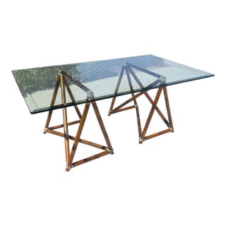 Authentic McGuire Vintage Rattan Desk or Dining Table, Organic Modern Design For Sale