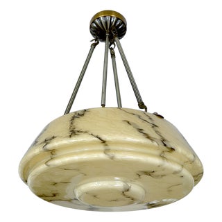 Art Deco Pendant Light in Amber Uranium Glass, 1930s For Sale