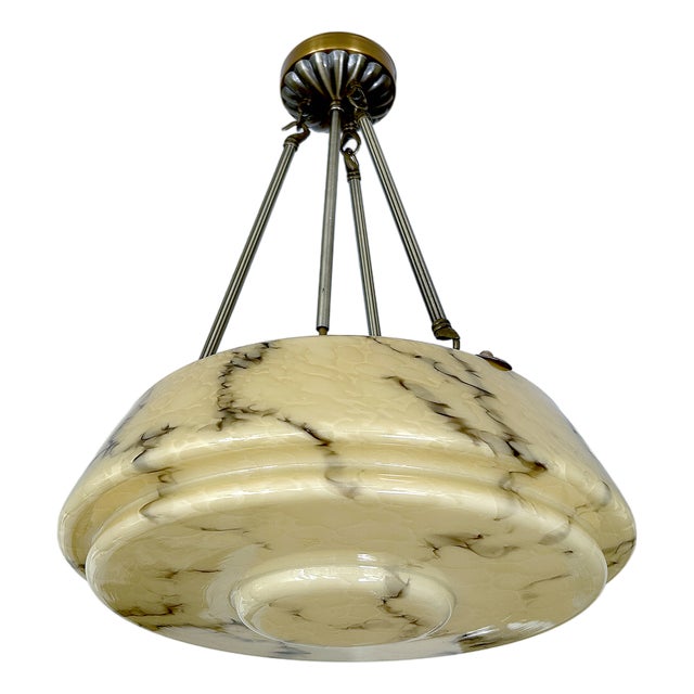 Art Deco Pendant Light in Amber Uranium Glass, 1930s For Sale
