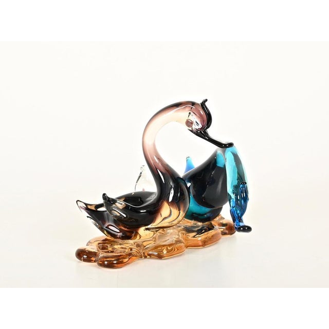 Vintage Sommerso Blown Glass Swan Sculpture by Seguso Vetri d'Arte, Italy, 1960s For Sale - Image 10 of 13
