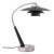 Rancho Mirage Boomerang Table Lamp - Modern Black Oak/Satin Nickel, Fleur Matte Black/Silver Shade For Sale
