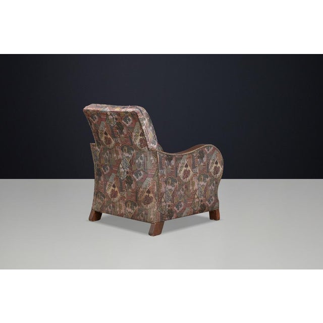 Dutch Art Deco Lounge Chair with Sculptural Walnut Arms, 1930s For Sale - Image 4 of 14