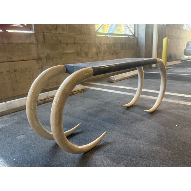 Late 20th Century Late 20th Century Maitland Smith Faux Tusk and Sting Ray Console Table For Sale - Image 5 of 11