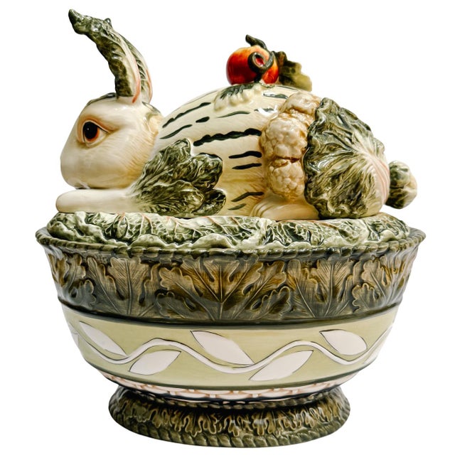 A rare, vintage Fitz and Floyd "Vista Bella" covered rabbit soup tureen or covered vegetable dish. Features a beautifully...