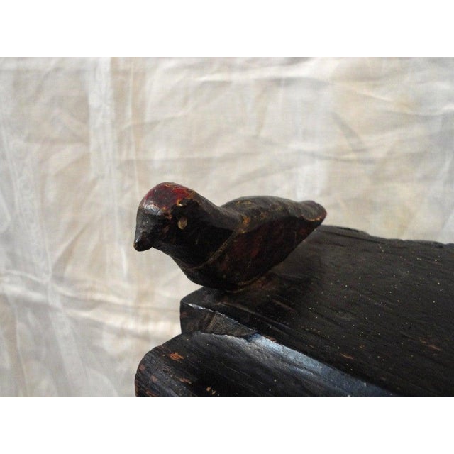 Wood Fantastic 19thc Folk Art Hand Carved & Original Painted Cabinet W/Mirror For Sale - Image 7 of 10