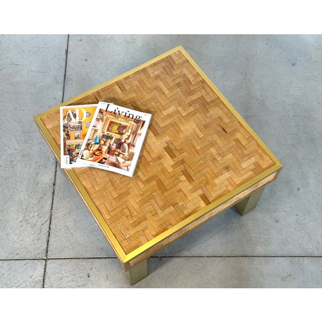 1970s Square Brass and Bamboo Coffee Table, 1970s For Sale - Image 5 of 10