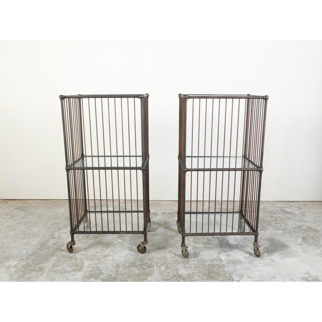 Vintage Industrial Carts with Glass Shelves and Casters, Sold Individually For Sale - Image 11 of 11