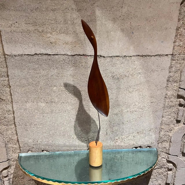 Mid-Century Modern Mid-Century Modern Carved Wood Egret Sculpture by K & P, 1960s For Sale - Image 3 of 10