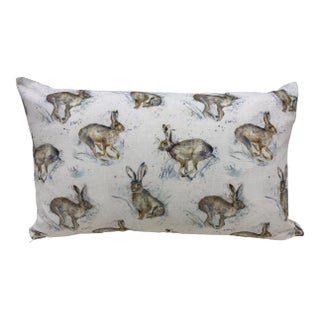 Large Bolster Pillow Adorned With a Fluffle of Rabbits- Made in Uk. For Sale