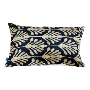 Rectangular Black & Gold Ikat Velvet Pillow