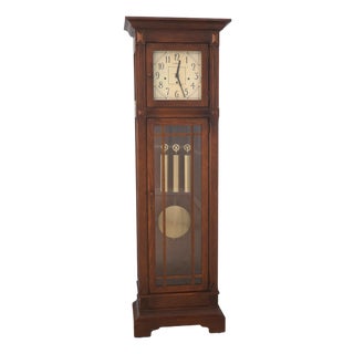 Howard Miller Mission Oak Grandfather Hall Clock For Sale