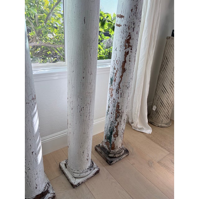 White Set of 4 Vintage Solid Wood Architectural Columns 62” For Sale - Image 8 of 12