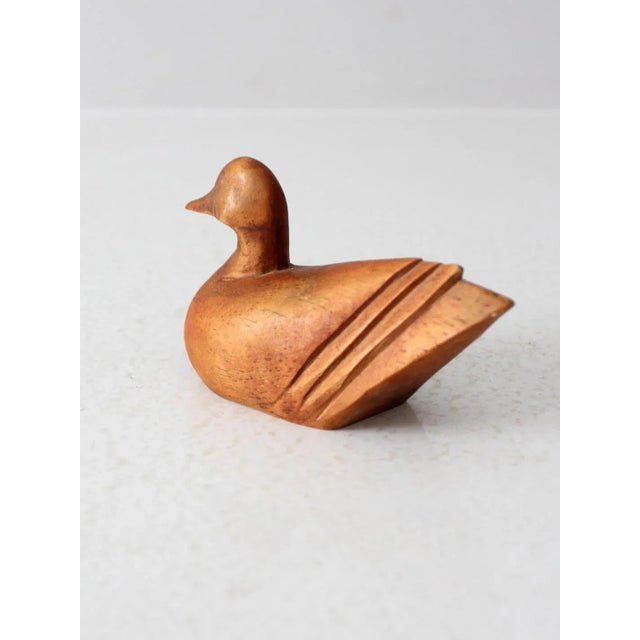 Brown Vintage Hand-Carved Wood Duck For Sale - Image 8 of 10