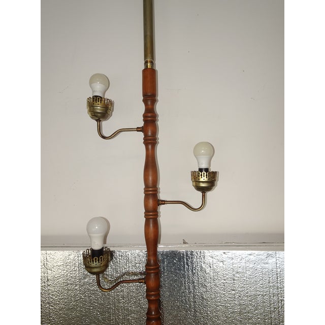 Mid-Century Modern Vintage Mid Century Modern Gold Brown Tension Pole Lamp For Sale - Image 3 of 17