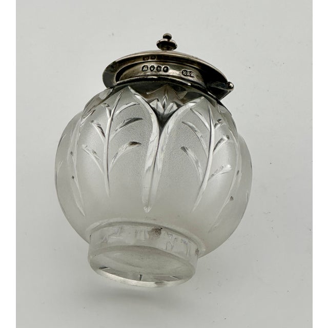 Outstanding Antique Victorian Hand Made London Sterling Silver & Hand Gut Crystal Inkwell - Circa 1865 For Sale - Image 18 of 18