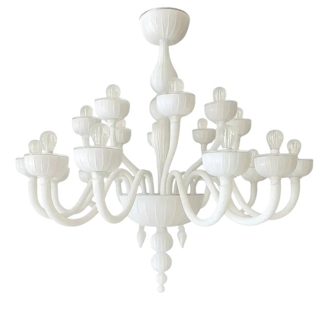 Italina White Murano Style Glass Chandelier by Simoeng For Sale
