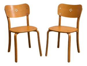 Pair of Swedish Elm Bentwood Chairs in the Style of Alvar Aalto