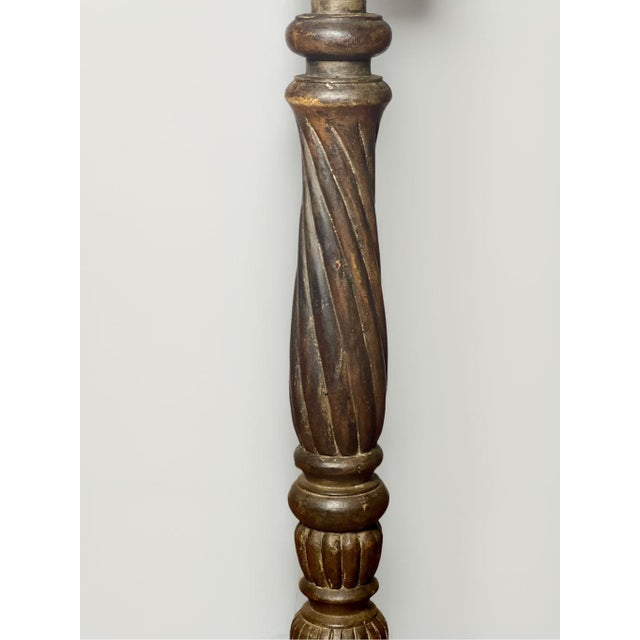 1910s 1910s French Custom Handcrafted Carved Wood Pedestal Planter For Sale - Image 5 of 12