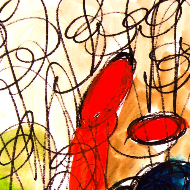 Hide and Seek — Abstract Expressionist Composition in Oil Markers & Acrylics, 18 × 24 In For Sale - Image 4 of 7