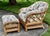 Braxton Culler Rattan Wicker Lounge Accent Chair & Ottoman Set Coastal Boho For Sale - Image 10 of 16